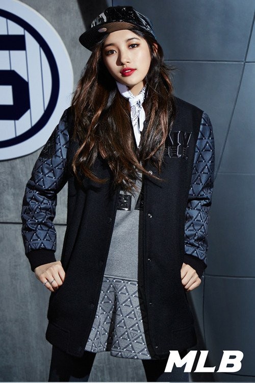 Suzy looks classy in beanies and snapbacks in 'MLB's winter shoot