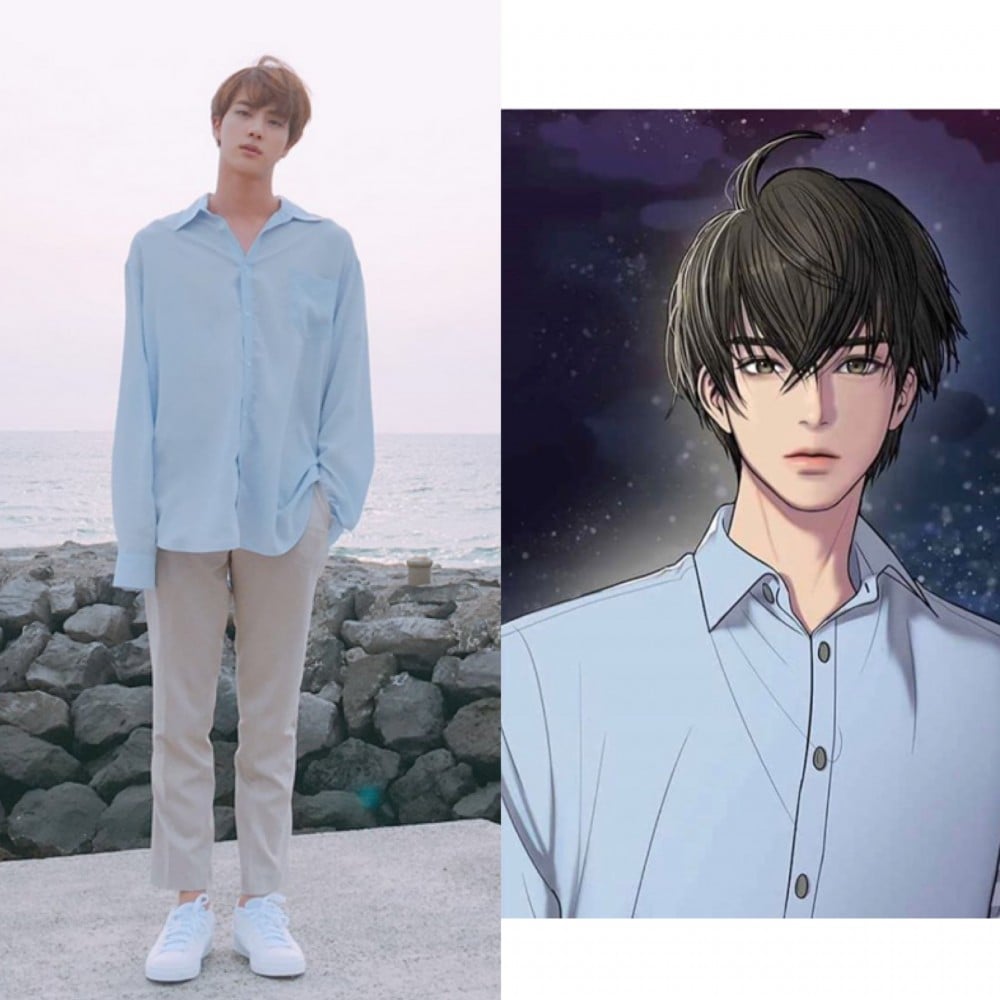 BTS Jin's resemblance to the main character in webtoon 'True Beauty