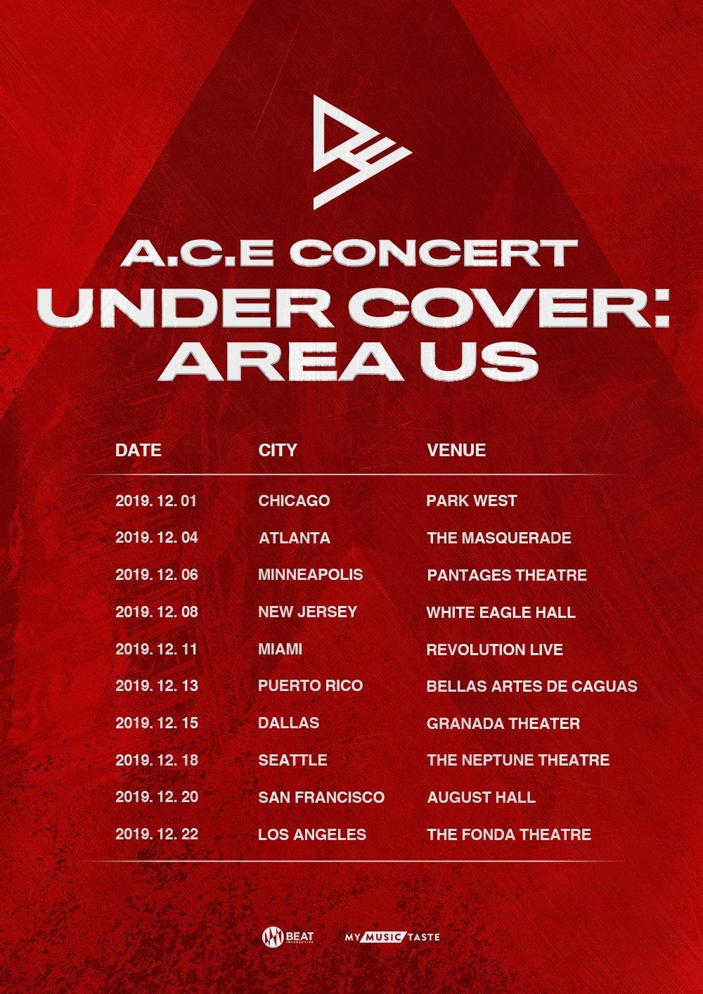 A.C.E drop dates & cities for their U.S. tour, 'Under Cover Area U.S