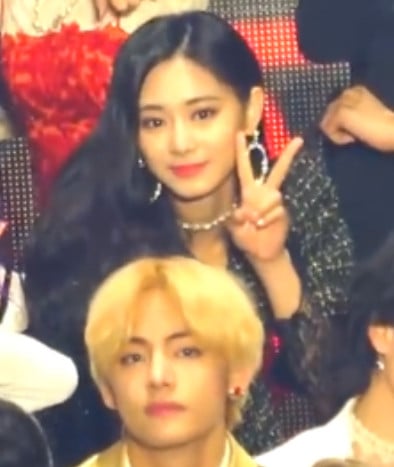 Netizens Think Twice S Tzuyu And Bts S V Could Be Siblings After Seeing Their Top Visuals Together In Group Photos Allkpop