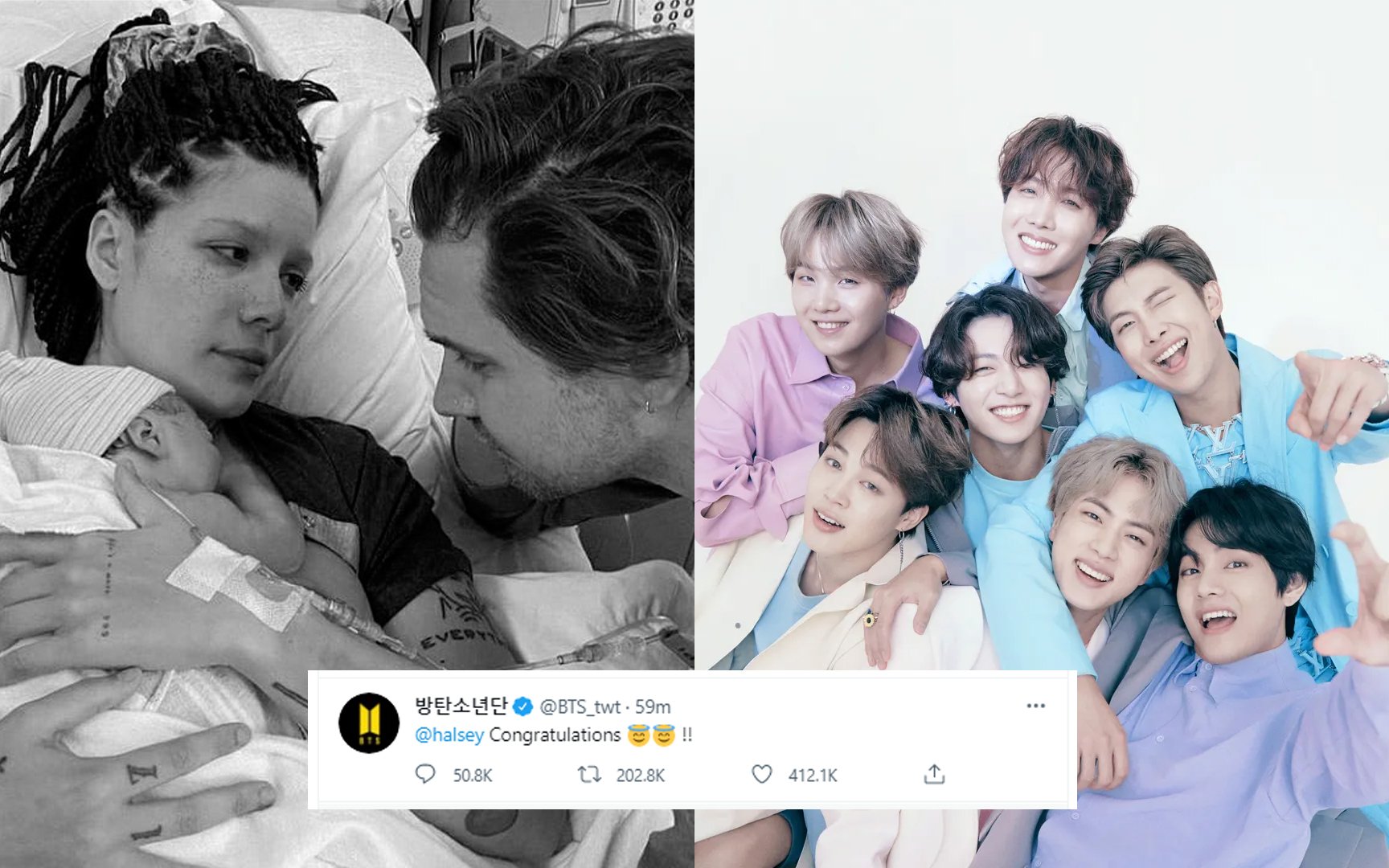 BTS congratulate Halsey on giving birth to her first child with boyfriend Alev Aydin | allkpop