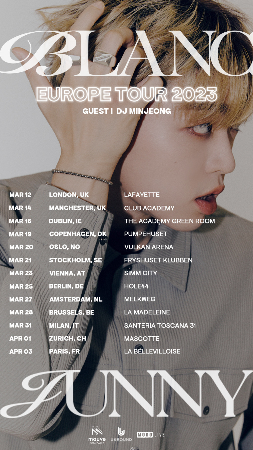 JUNNY announces stops and dates for his 'blanc' Europe tour allkpop