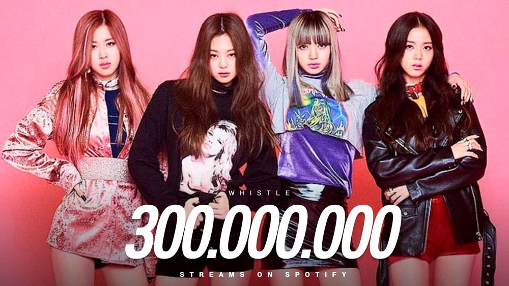 WHISTLE" Becomes BLACKPINK's 14th Song to Surpass 300 Million Streams on  Spotify, Most for Any Female Group | allkpop