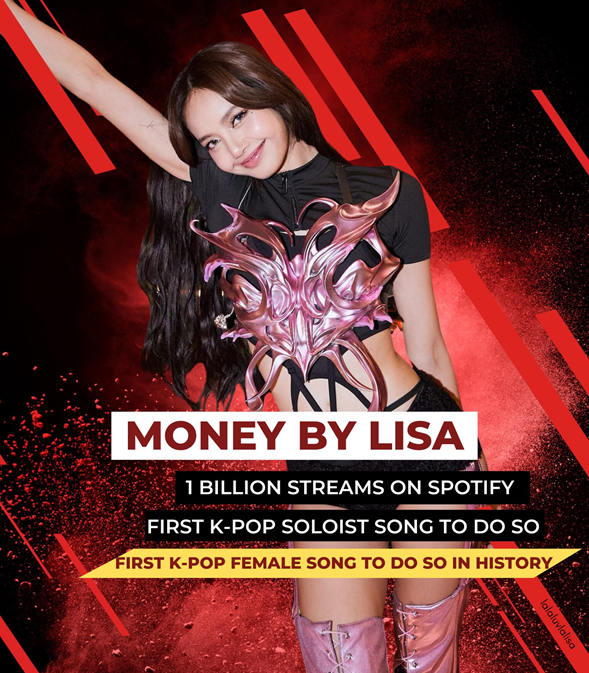 BLACKPINK's Lisa makes history as “MONEY” surpasses ONE BILLION Spotify  streams