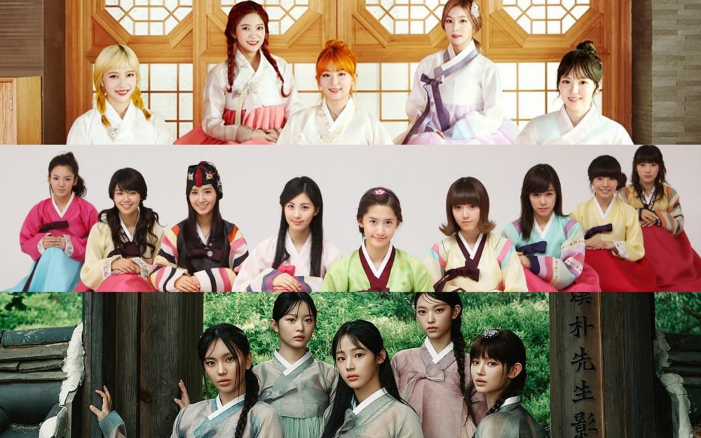 Three generations of K-pop girl groups looking stunning in Hanboks