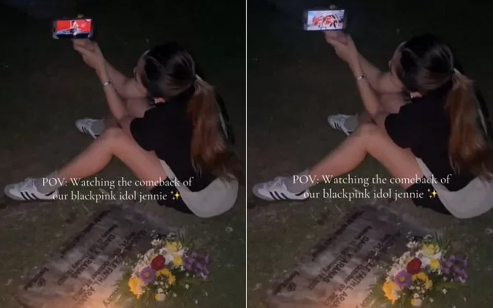 Friend plays Jennie's Mantra at the grave of a longtime fan who passed before its release